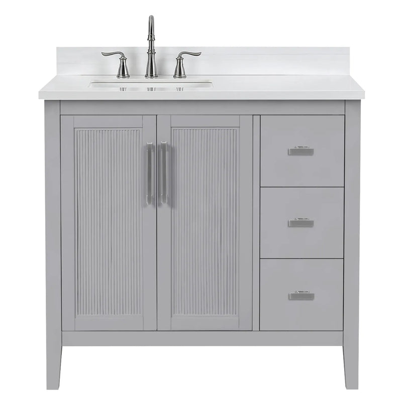 Hollister 36" Single Vanity with Sintered Stone Carrara Top