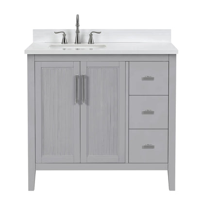 Hollister 36" Single Vanity with Sintered Stone Carrara Top