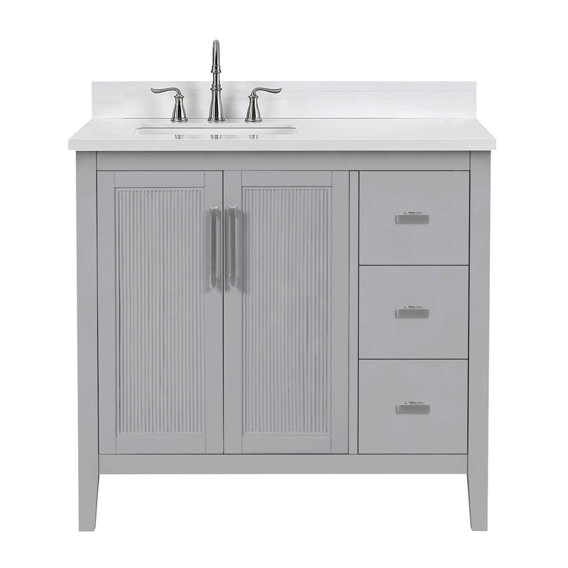 Hollister 36" Single Vanity with Sintered Stone Carrara Top