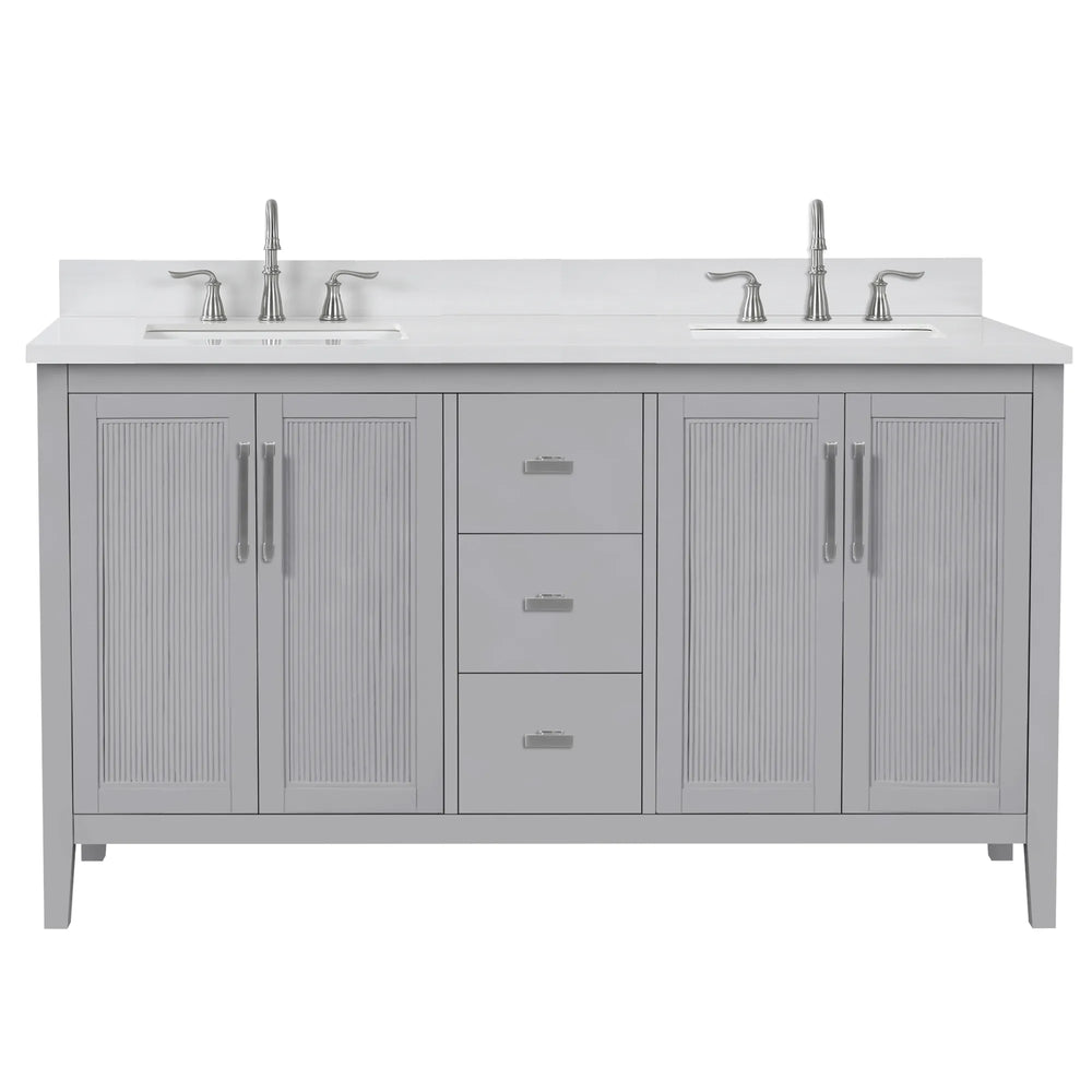 Hollister 60" Vanity Set with Sintered Stone Carrara Top