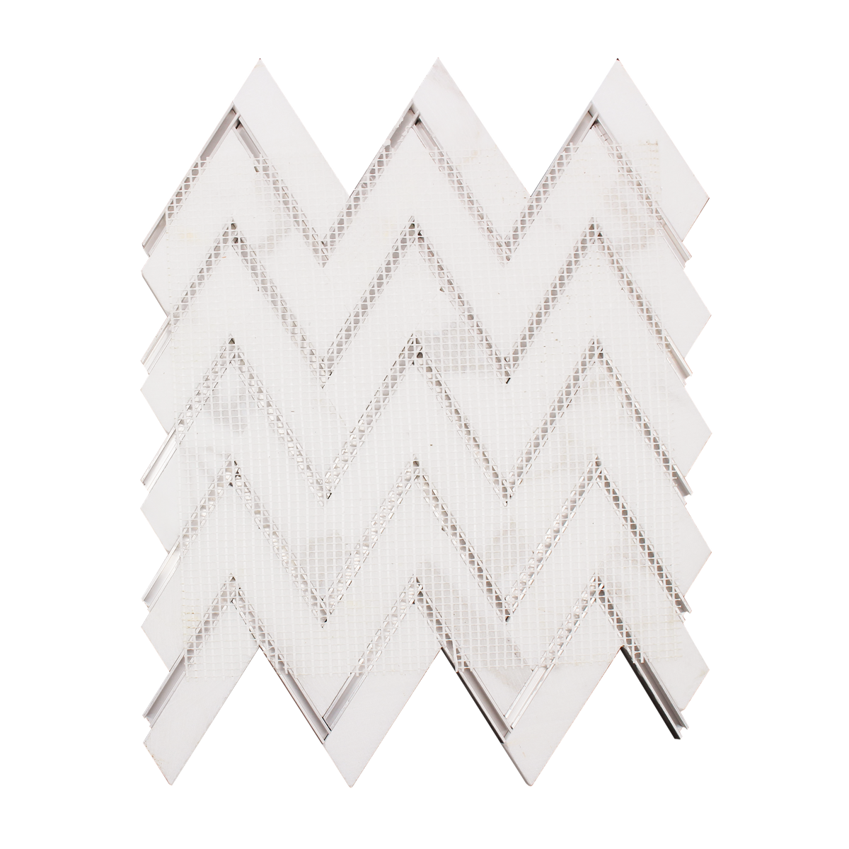 Zigzag Calacatta White with Gold Metal 13-in x 11-in Waterjet Mosaic Wall Tile ( 5 sq. ft. /Box )