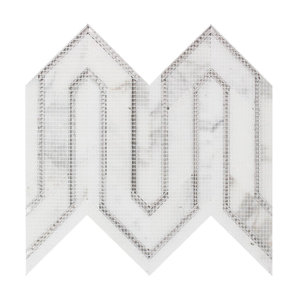 Arrows-Calacatta Gold with Gold Metal Accents 12-in x 9-in Polished Waterjet Mosaic Wall Tile( 3.55 sq. ft. /Box )