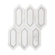 Calacatta Gold with Metal Elongated Hexagon 12-in x 14-in Waterjet Mosaic Wall Tile( 5.72 sq. ft. /Box )