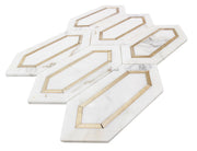 Calacatta Gold with Metal Elongated Hexagon 12-in x 14-in Waterjet Mosaic Wall Tile( 5.72 sq. ft. /Box )