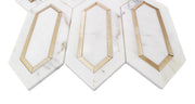 Calacatta Gold with Metal Elongated Hexagon 12-in x 14-in Waterjet Mosaic Wall Tile( 5.72 sq. ft. /Box )