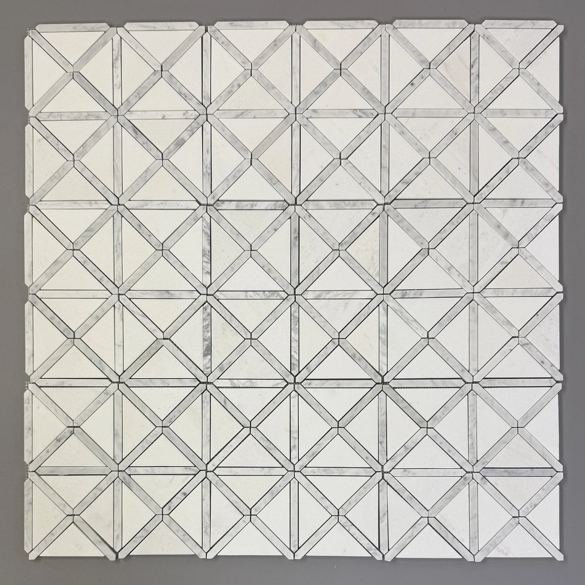 Bianco Carrara/Thassos White X Pattern 12-in x 12-in Polished Marble Waterjet Mosaic Floor and Wall Tile( 5 sq. ft. /Box )