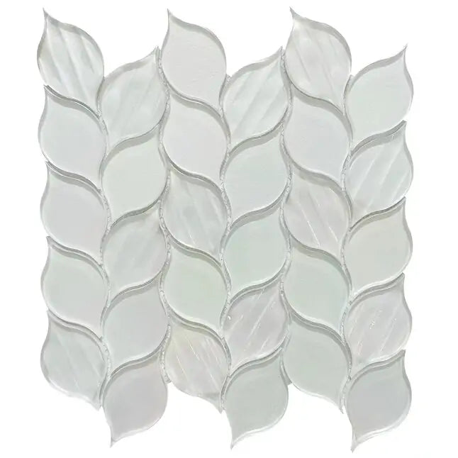 Laser Cut 11"x12" Iridescent Unique Ascending Vine Leaf Design Glass/Stone Mixed Diamond Mosaic Wall Tile( 9.2 sq. ft. /Box )