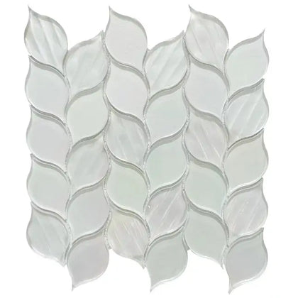 Laser Cut 11"x12" Iridescent Unique Ascending Vine Leaf Design Glass/Stone Mixed Diamond Mosaic Wall Tile( 9.2 sq. ft. /Box )
