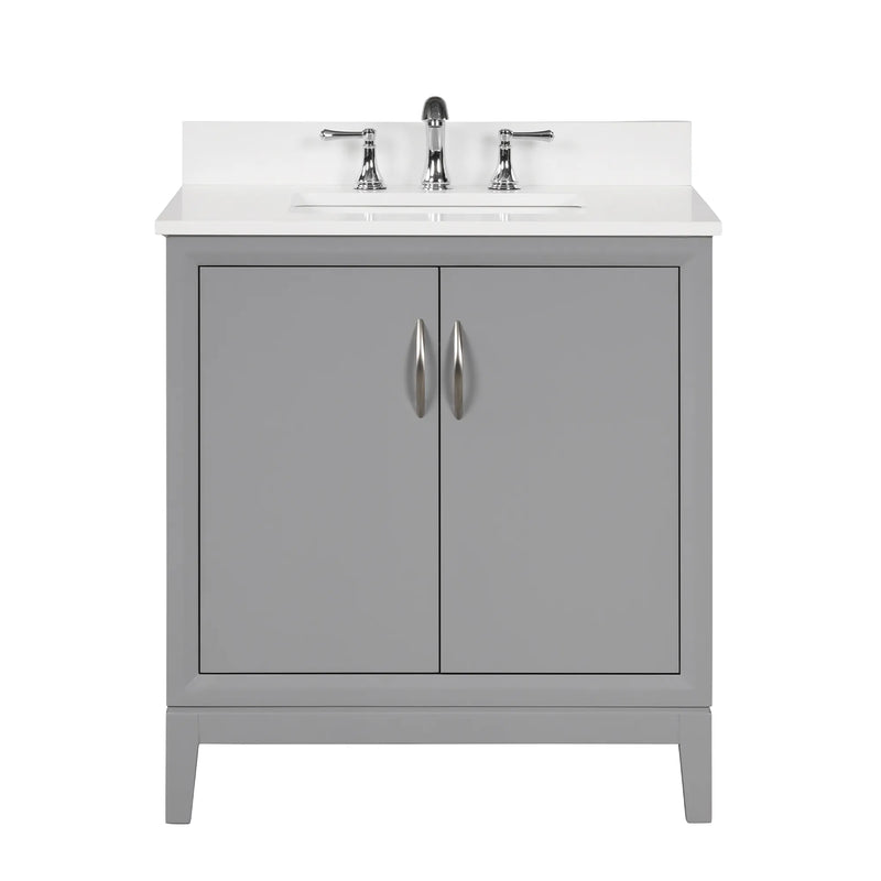 Luton 30" Vanity in Gray with Snow White Quartz Top