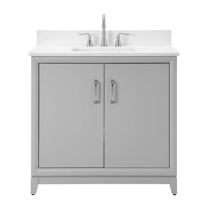 Luton 36" Vanity in Gray with Snow White Quartz Top