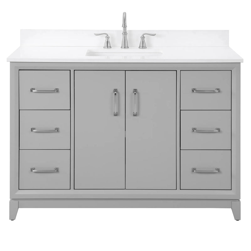 Luton 48"  Single Vanity in Gray with Snow White Quartz Top