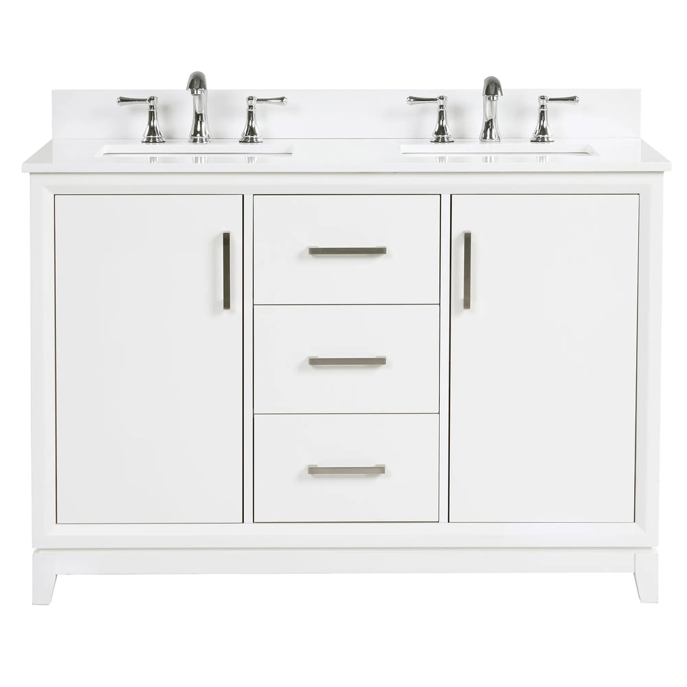 Luton 48" double Vanity With Crystal White Quartz Stone Top