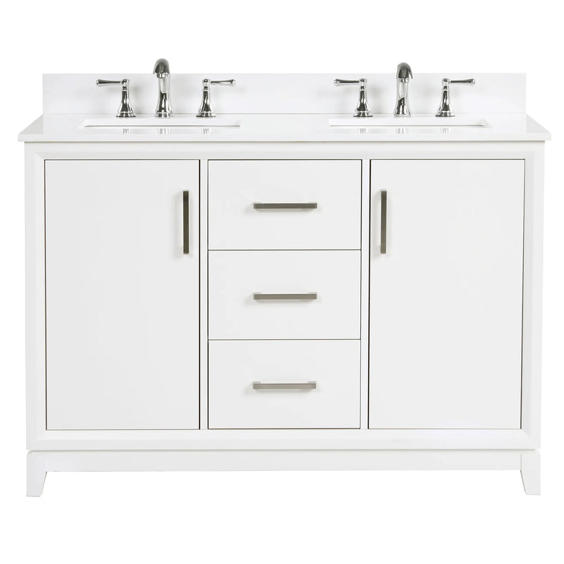 Luton 48" double Vanity With Crystal White Quartz Stone Top