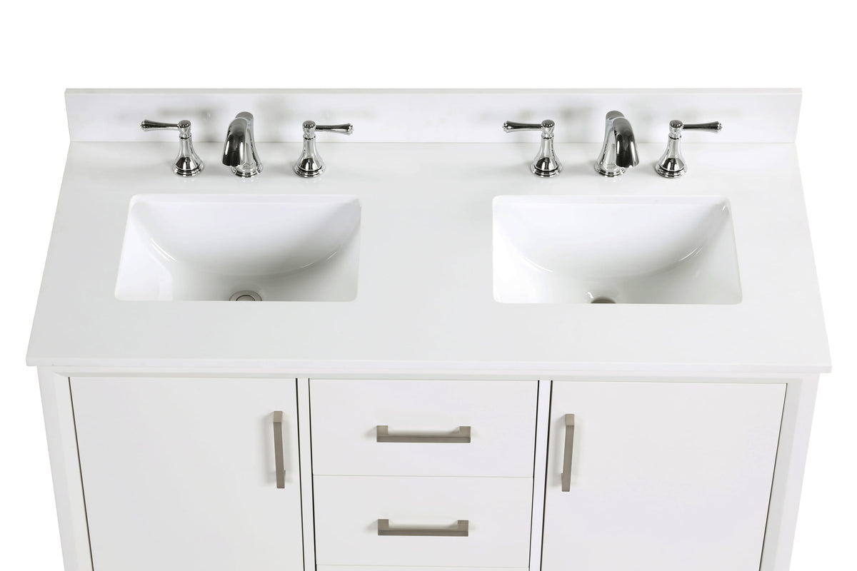 Luton 48" double Vanity With Crystal White Quartz Stone Top
