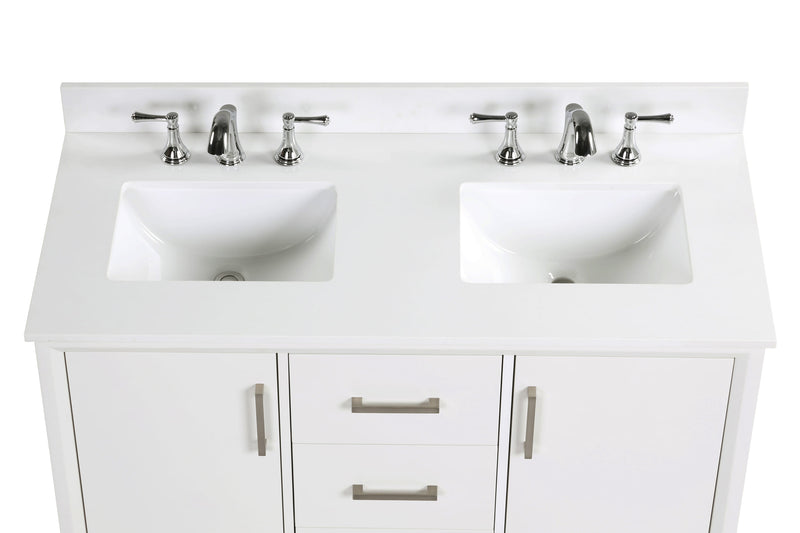 Luton 48" double Vanity With Crystal White Quartz Stone Top