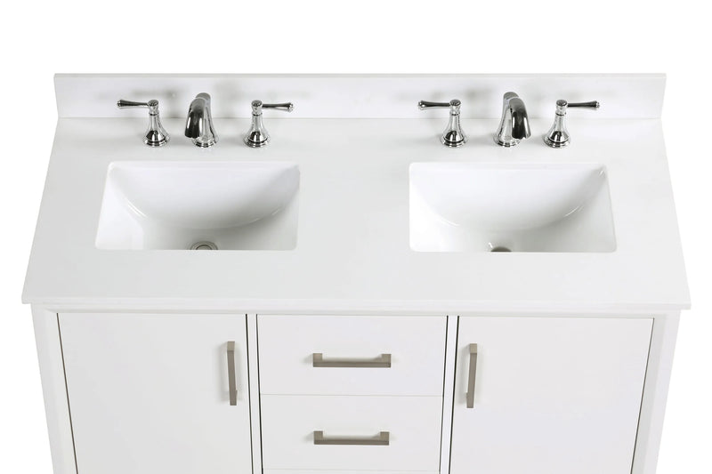 Luton 48" double Vanity With Crystal White Quartz Stone Top
