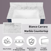 Farmington navy blue 48" Open Shelf Vanity Set with Premium Carrara Marble Top