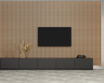 24-in x 94-1/2-in Acoustic Wood Slat Wall Panel - Natural Oak(16-sq. ft/ Piece)