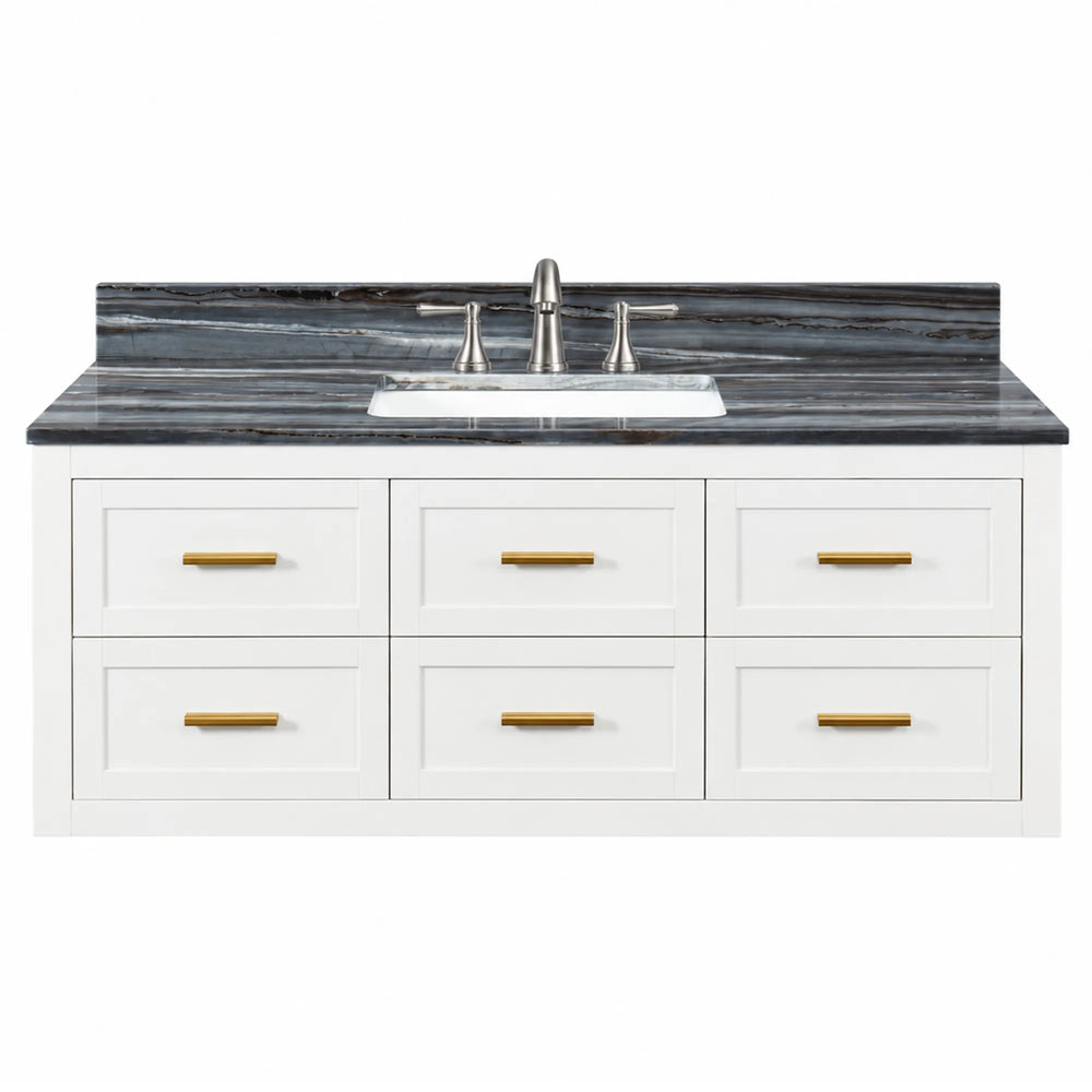Ralph 48" Wall Mounted Vanity with Palissandro Blue Marble Top