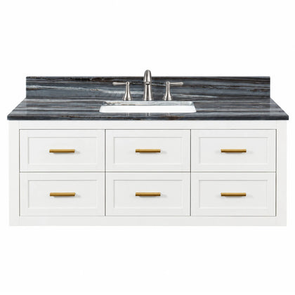 Ralph 48" Wall Mounted Vanity with Palissandro Blue Marble Top