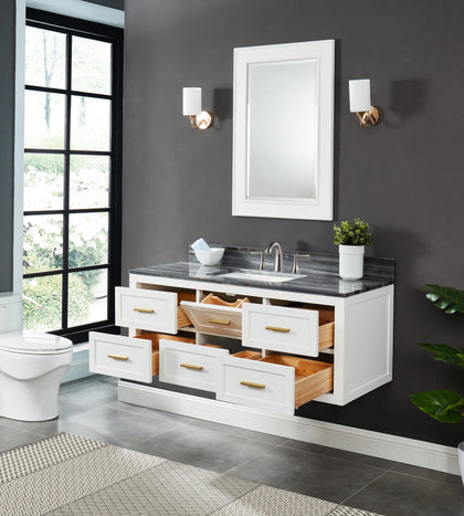 Ralph 48" Wall Mounted Vanity with Palissandro Blue Marble Top