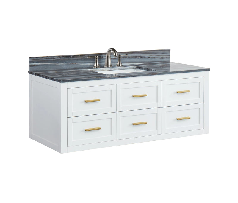Ralph 48" Wall Mounted Vanity with Palissandro Blue Marble Top
