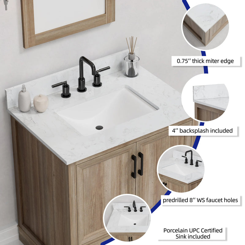 Retford 30" Vanity Family Set with Engineered Marble Top