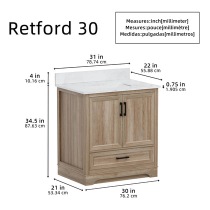 Retford 30" Vanity Family Set with Engineered Marble Top