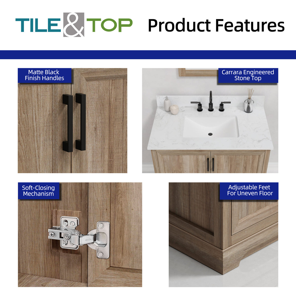 Retford 36" Vanity Family Set with Engineered Marble Top