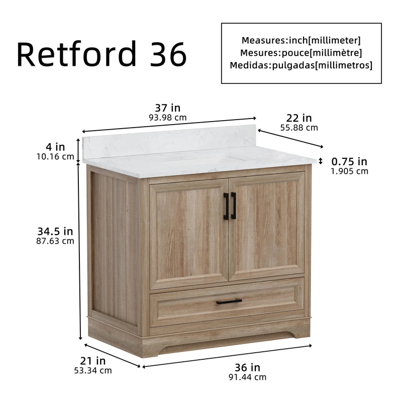 Retford 36" Vanity Family Set with Engineered Marble Top