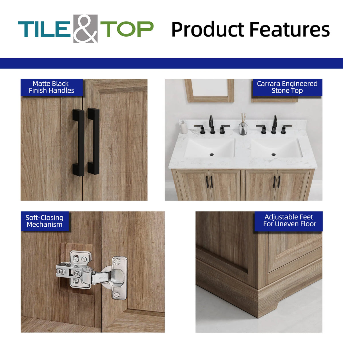 Retford 48" Vanity Family Set with Engineered Marble Top