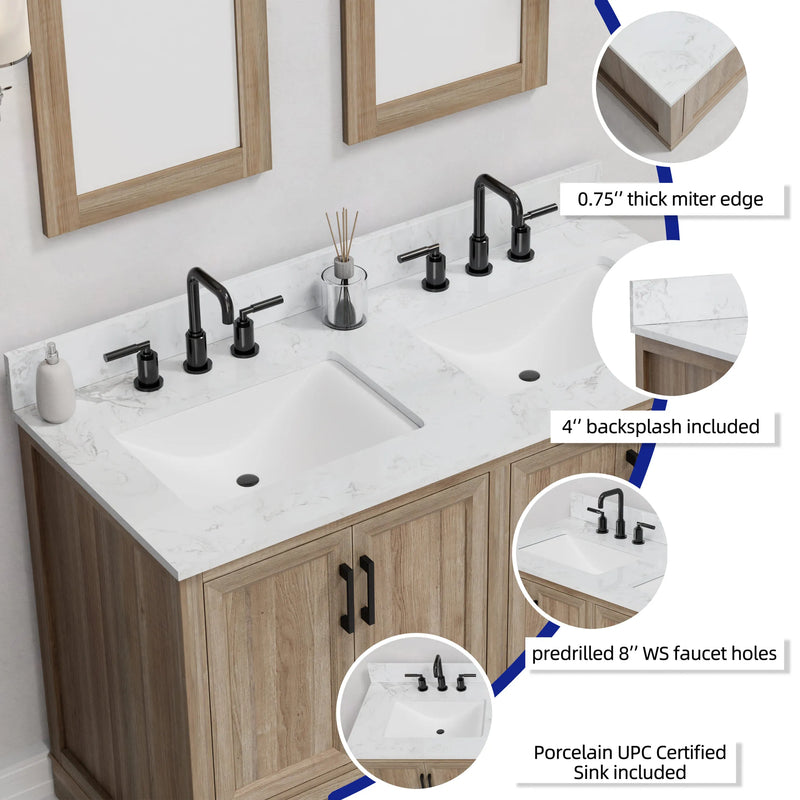 Retford 48" Vanity Family Set with Engineered Marble Top