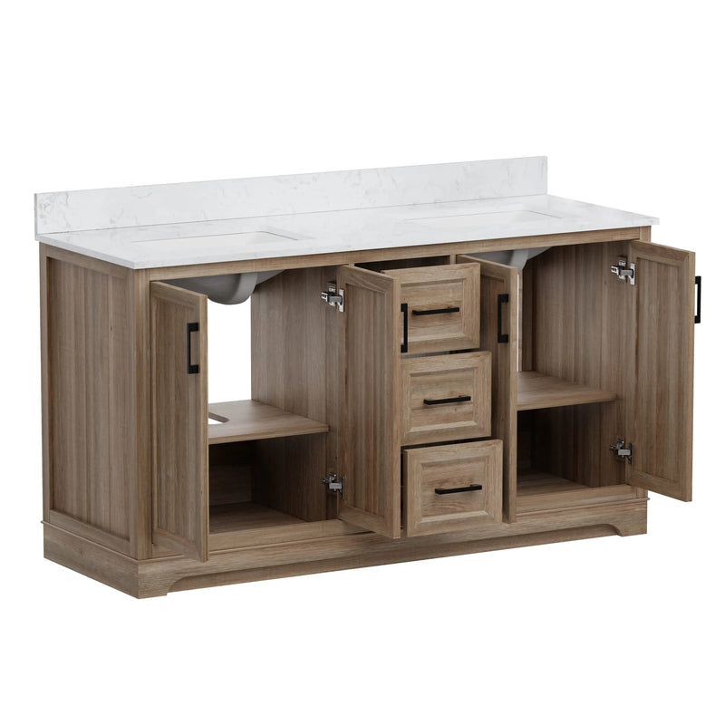 Retford 60" Vanity Family Set with Engineered Marble Top