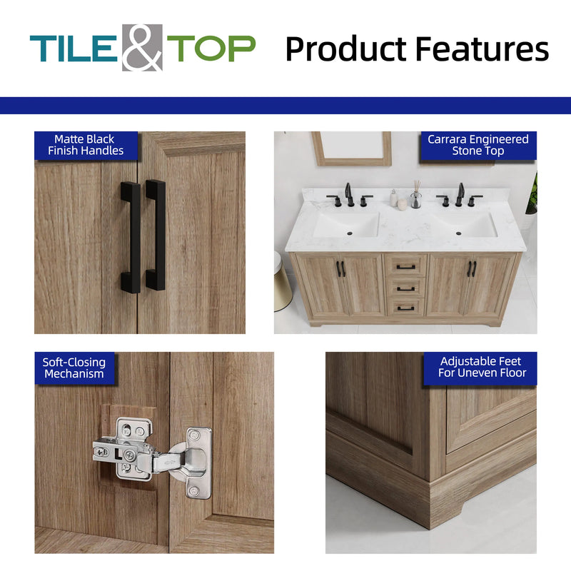 Retford 60" Vanity Family Set with Engineered Marble Top