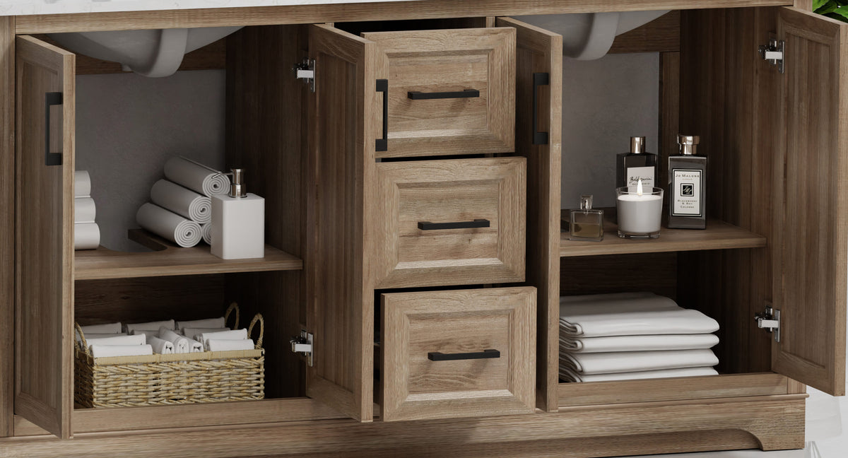 Retford 60" Vanity Family Set with Engineered Marble Top