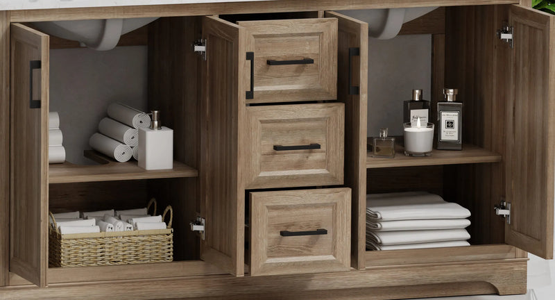 Retford 60" Vanity Family Set with Engineered Marble Top