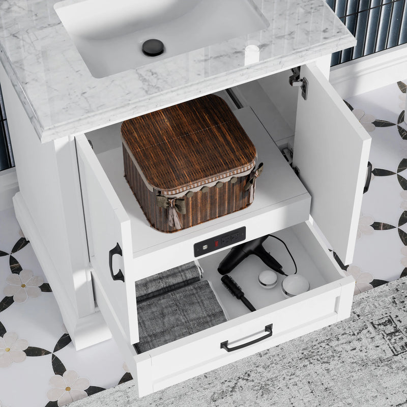 Rhoda 30" Vanity Set with Luxurious Carrara Marble Top