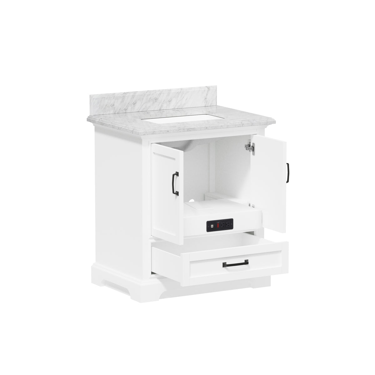 Rhoda 30" Vanity Set with Luxurious Carrara Marble Top