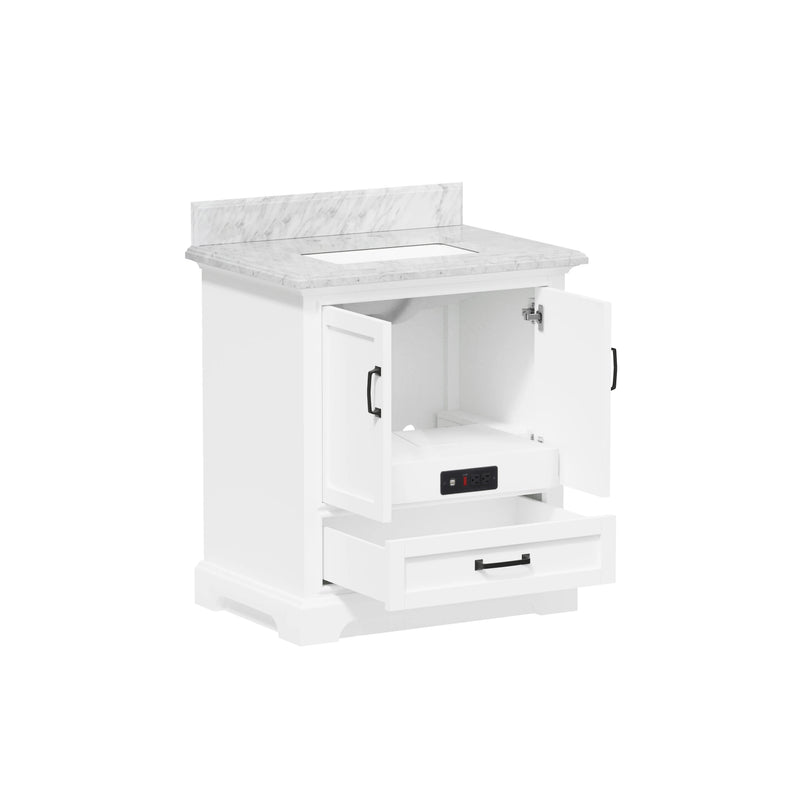 Rhoda 30" Vanity Set with Luxurious Carrara Marble Top