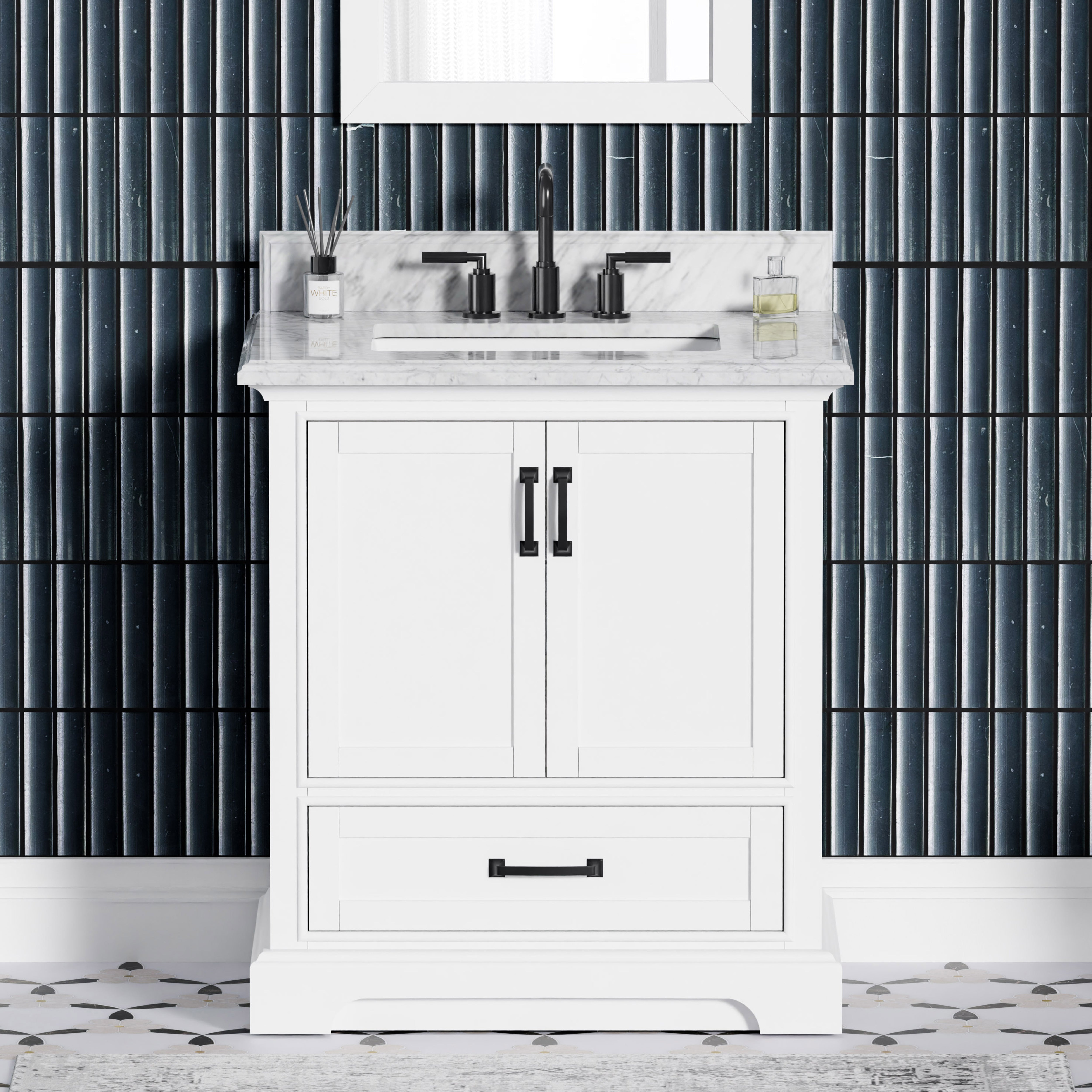 Rhoda Set Rhoda Vanity Set with Carrara Marble Top – Tile & Top