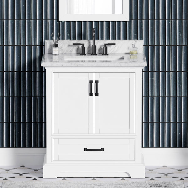Rhoda 30" Vanity Set with Luxurious Carrara Marble Top