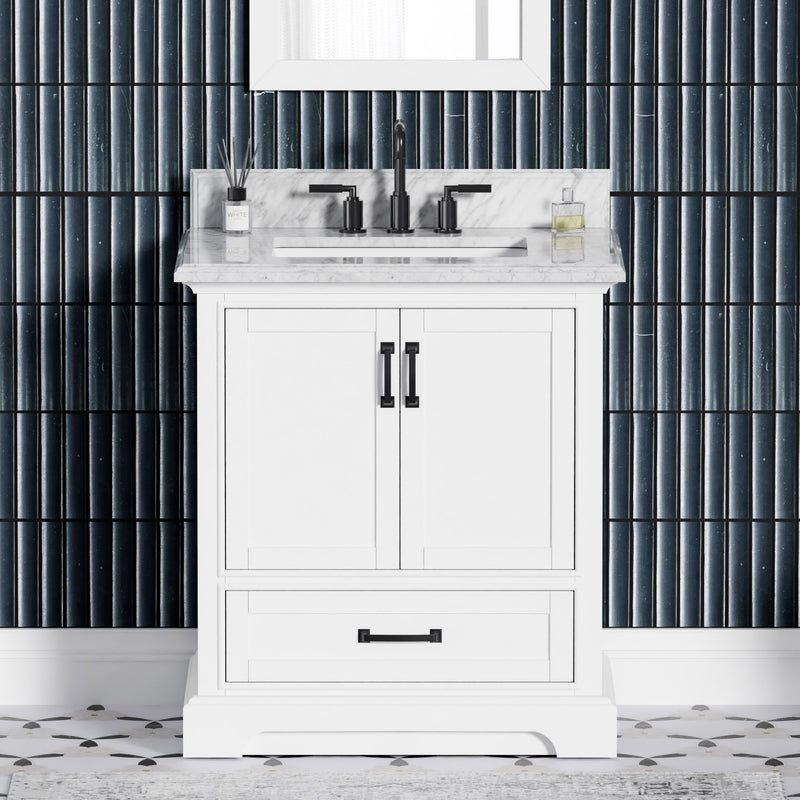 Rhoda 30" Vanity Set with Luxurious Carrara Marble Top