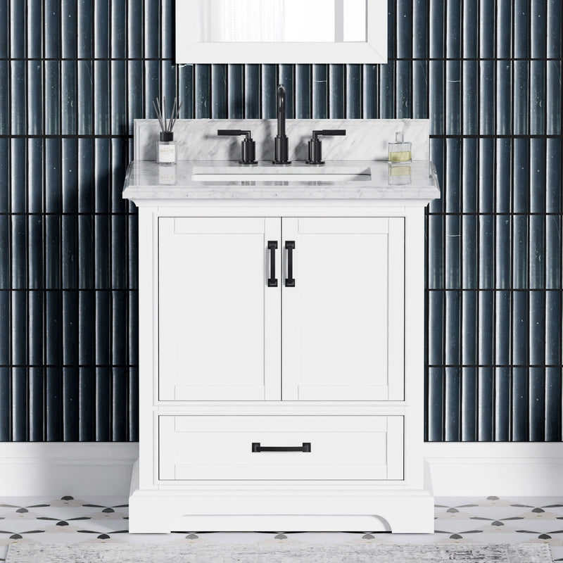 Rhoda 30" Vanity Set with Luxurious Carrara Marble Top