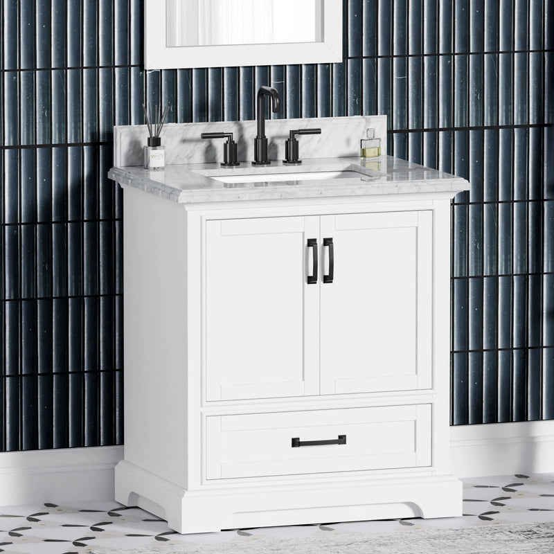 Rhoda 30" Vanity Set with Luxurious Carrara Marble Top
