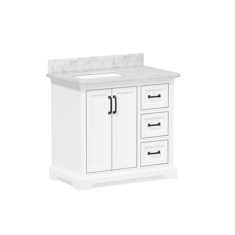Rhoda 36" Vanity Set with Luxurious Carrara Marble Top