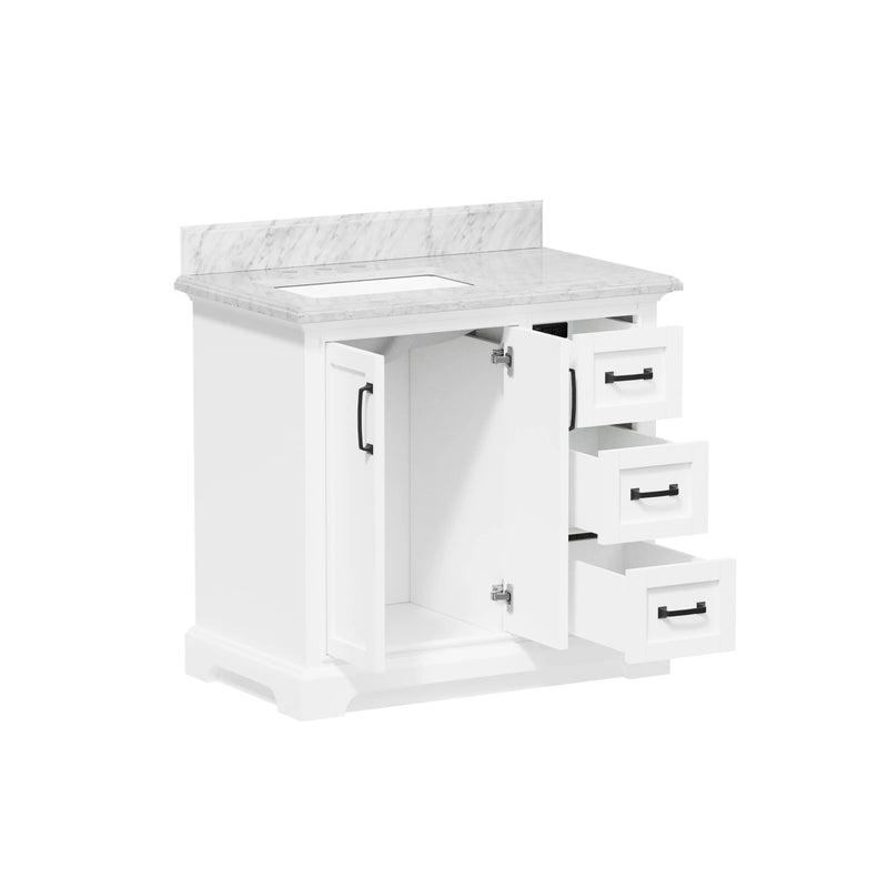 Rhoda 36" Vanity Set with Luxurious Carrara Marble Top