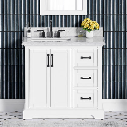 Rhoda 36" Vanity Set with Luxurious Carrara Marble Top