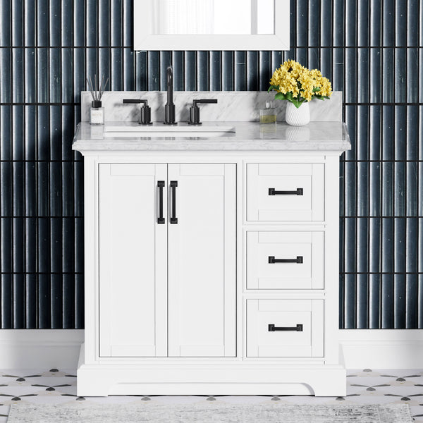 Rhoda 36" Vanity Set with Luxurious Carrara Marble Top