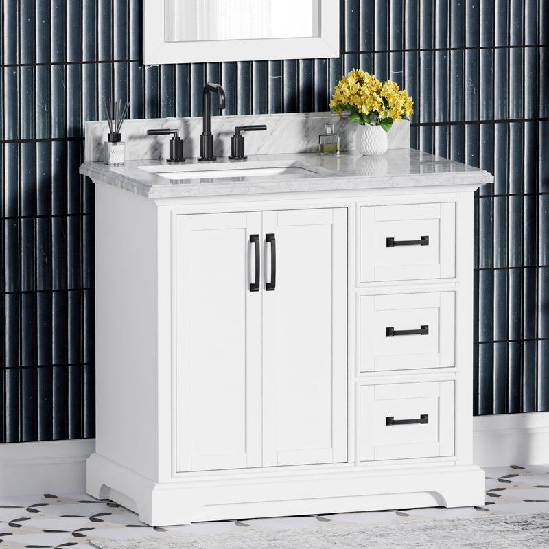 Rhoda 36" Vanity Set with Luxurious Carrara Marble Top
