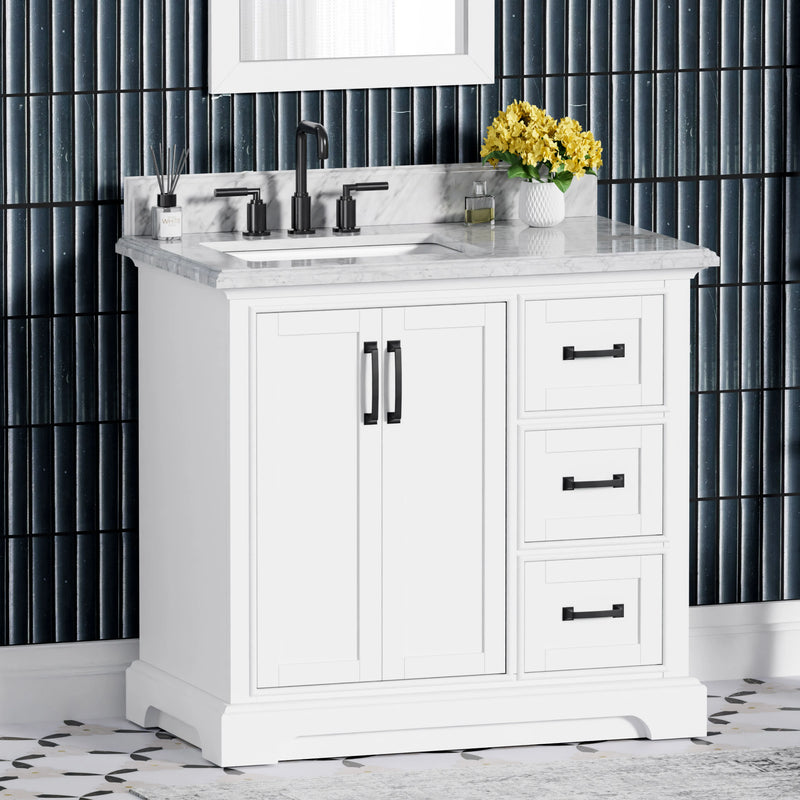 Rhoda 36" Vanity Set with Luxurious Carrara Marble Top